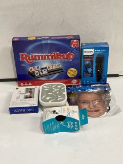 QTY OF ASSORTED ITEMS TO INCLUDE STAR MASKS, RUMMIKUB BOARD GAME