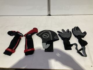 ZONE3 NEOPRENE GLOVES LARGE, TO ALSO INCLUDE NEOPRENE SOCKS LARGE, NEOPRENE SWIM CAP LARGE