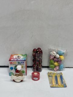 QTY OF ASSORTED ITEMS TO INCLUDE EASTER EGG ORNAMENTS, PAW PATROL TABLE COVER