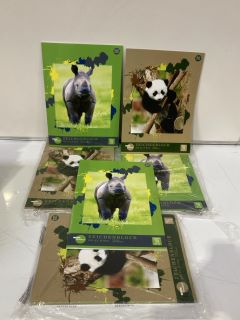 QTY OF ASSORTED ITEMS TO INCLUDE A3 PAPER DRAWING PAD RHINO COVER, A3 PAPER DRAWING PAD PANDA COVER