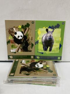 QTY OF ASSORTED ITEMS TO INCLUDE A3 PAPER DRAWING PAD RHINO COVER, A3 PAPER DRAWING PAD PANDA COVER