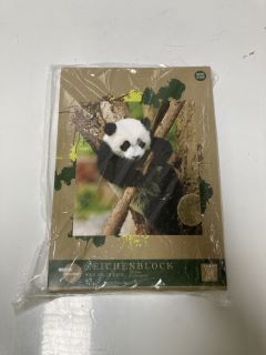 QTY OF ASSORTED ITEMS TO INCLUDE A3 PAPER DRAWING PAD RHINO COVER, A3 PAPER DRAWING PAD PANDA COVER