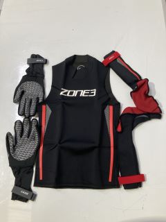 ZONE3 NEOPRENE WARMTH VEST BASELAYER, NEOPRENE GLOVES XL, NEOPRENE SOCKS XS