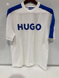 HUGO BOSS BLUE OVERSIZED LOGO TEE WITH TAPING SIZE L RRP £69