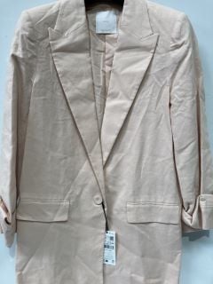 MANGO LINEN JACKET WITH BUTTONED CUFFS PINK SIZE M RRP £80