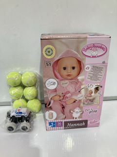 BOX OF ASSORTED ITEMS TO INCLUDE BABY ANNABELL LET'S PLAY HANNAH 36 CM DOLL