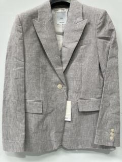 MANGO HOUNDSTOOTH LINEN JACKET WITH BUTTONED CUFFS LIGHT GREY SIZE S RRP £80