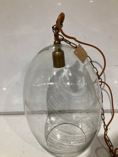 NKUKU OTORO GLASS PENDANT CLEAR GLASS LARGE OVAL OP1402 RRP £250