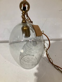 NKUKU OTORO GLASS PENDANT CLEAR GLASS OVAL SMALL 37 X 17CM (DIA) OP1401 RRP £150