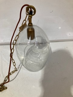 NKUKU OTORO GLASS PENDANT CLEAR GLASS OVAL SMALL 37 X 17CM (DIA) OP1401 RRP £150