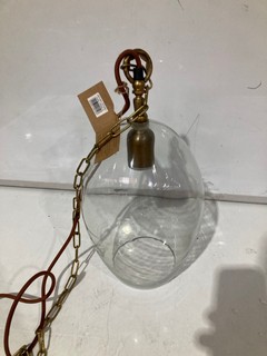 NKUKU OTORO GLASS PENDANT CLEAR GLASS OVAL SMALL 37 X 17CM (DIA) OP1401 RRP £150