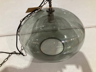 NKUKU OTORO GLASS PENDANT GREEN SMOKE LARGE ROUND 54 X 55 X 53CM OP2601 RRP £250