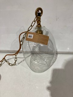 NKUKU OTORO GLASS PENDANT CLEAR GLASS OVAL SMALL 37 X 17CM (DIA) OP1401 RRP £150