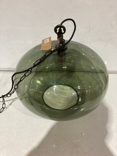 NKUKU OTORO GLASS PENDANT GREEN SMOKE LARGE ROUND 54 X 55 X 53CM OP2601 RRP £250