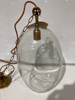 NKUKU OTORO GLASS PENDANT CLEAR GLASS OVAL LARGE 48 X 31CM OP1402 RRP £250