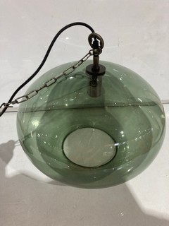 NKUKU OTORO GLASS PENDANT GREEN GLASS LARGE ROUND 32 X 45 X 45CM OP2601 RRP £250