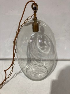 NKUKU OTORO GLASS PENDANT CLEAR GLASS OVAL LARGE 48 X 31CM OP1402 RRP £250