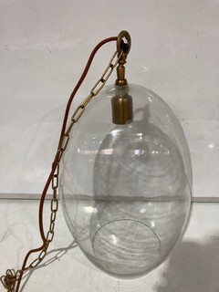 NKUKU OTORO GLASS PENDANT CLEAR GLASS OVAL LARGE 48 X 31CM OP1402 RRP £250