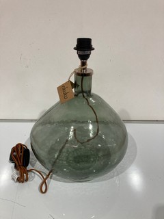 NKUKU BABA GLASS LAMP EU GREEN SMOKE LARGE WIDE 41 X 33 X 33CM BL5801 RRP £160