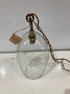 NKUKU OTORO GLASS PENDANT CLEAR GLASS OVAL SMALL 37 X 17CM (DIA) OP1401 RRP £150