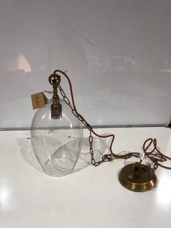 NKUKU OTORO GLASS PENDANT CLEAR GLASS OVAL SMALL 37 X 17CM (DIA) OP1401 RRP £150 & OTORO GLASS PENDANT CLEAR GLASS OVAL SMALL 37 X 17CM (DIA) OP1401 RRP £150