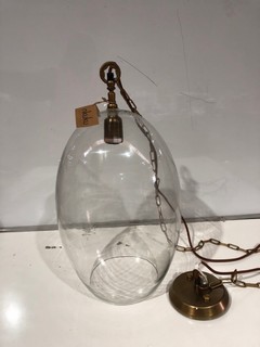 NKUKU OTORO GLASS PENDANT CLEAR GLASS OVAL LARGE 48 X 31CM OP1402 RRP £250