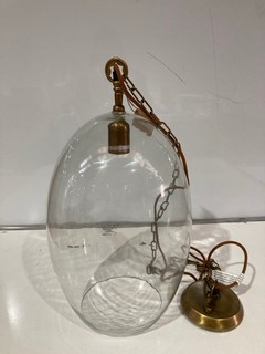 NKUKU OTORO GLASS PENDANT CLEAR GLASS OVAL LARGE 48 X 31CM OP1402 RRP £250