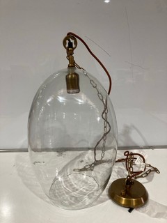 NKUKU OTORO GLASS PENDANT CLEAR GLASS OVAL LARGE 48 X 31CM OP1402 RRP £250