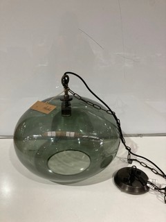 NKUKU OTORO GLASS PENDANT GREEN SMOKE LARGE ROUND OP2601 RRP £250