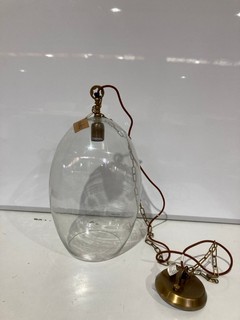 NKUKU OTORO GLASS PENDANT CLEAR GLASS ROUND SMALL 27 X 37CM (DIA) OP1501 RRP £150 & IN582872