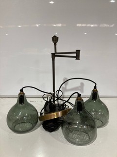 NKUKU KARA STANDING LAMP AGED BRONZE SMALL ADJUSTABLE APPROX 54 X 24 X 14CM KL0601 RRP £140 & ZIVA CLUSTER PENDANT GREEN SMOKE ONE SIZE 20 X 17 X 17CM ZL0101 RRP £150