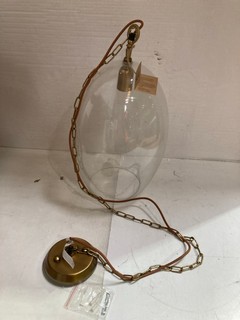 NKUKU OTORO GLASS PENDANT CLEAR GLASS OVAL LARGE 48 X 31CM OP1402 RRP £250