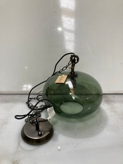 NKUKU OTORO GLASS PENDANT GREEN SMOKE SMALL ROUND OP2501 RRP £150