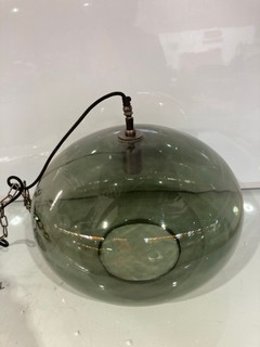 NKUKU OTORO GLASS PENDANT GREEN SMOKE LARGE ROUND OP2601 RRP £250