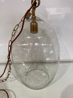 NKUKU OTORO GLASS PENDANT CLEAR GLASS OVAL LARGE 48 X 31CM OP1402 RRP £250