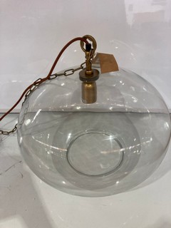 NKUKU OTORO GLASS PENDANT CLEAR GLASS LARGE ROUND 32 X 45 X 45CM (DIA) OP1502 RRP £250