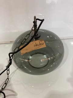 NKUKU OTORO GLASS PENDANT GREEN GLASS SMALL ROUND 21 X 31 X 31CM (DIA) OP2501 RRP £150