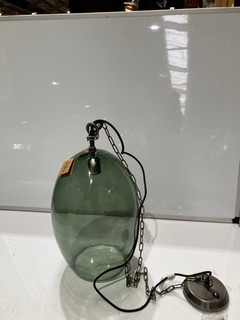 NKUKU OTORO GLASS PENDANTGREEN GLASS LARGE OVAL 48 X 31 X 31CM (DIA) OP2801 RRP £250