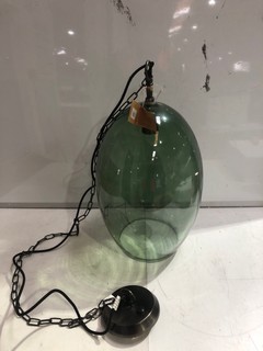 NKUKU OTORO GLASS PENDANT GREEN GLASS LARGE OVAL 48 X 31 X 31CM OP2801 RRP £250