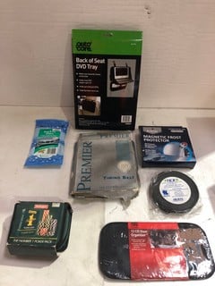 BOX WITH ASSORTED ITEMS INCLUDE BLUE COL MAGNETIC FROST PROTECTOR BWW001