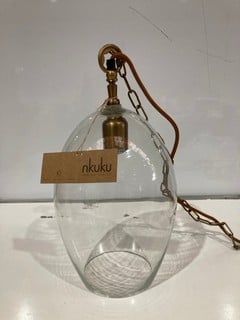 NKUKU OTORO GLASS PENDANT CLEAR GLASS OVAL SMALL 37 X 17CM (DIA) SKU: OP1401 RRP £150