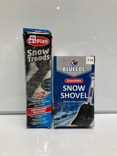 QTY OF ITEMS TO INCLUDE CARPLAN SNOW TREADS & BLUECOL EXTENDABLE SNOW SHOVEL