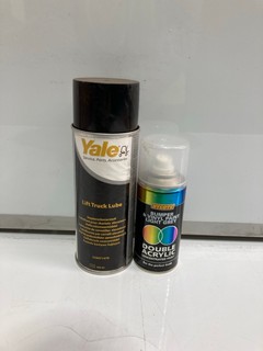 QTY OF ASSORTED ITEMS TO INCLUDE YALE LIFT TRUCK LUBE & HYCOTE CAR SPRAY PAINT