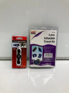 QTY OF ASSORTED ITEMS TO INCLUDE AUTOCARE VISOR SUNGLASSES HOLDER & AA 448 12V 55W HEADLIGHT BULB