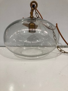 NKUK UOTORO GLASS PENDANT CLEAR GLASS ROUND SMALL 27 X 37CM (DIA) OP1501 RRP £150