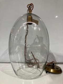 NKUKU OTORO GLASS PENDANT CLEAR GLASS OVAL LARGE 48 X 31CM OP1402 RRP £250