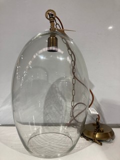 NKUKU OTORO GLASS PENDANT CLEAR GLASS OVAL LARGE 48 X 31CM OP1402 RRP £250