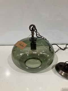 NKUKU OTORO GLASS PENDANT GREEN SMOKE SMALL ROUND 42 X 41 X 44CM (DIA) SKU: OP2501 RRP £150