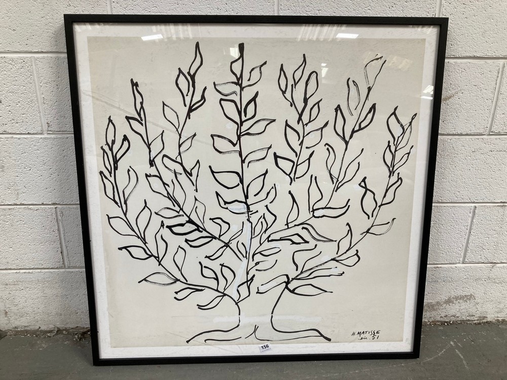 JOHN LEWIS HENRI MATISSE THE PLAIN TREE 1951 FRAMED PRINT & MOUNT 102 X 102 CM IN BLACK / WHITE