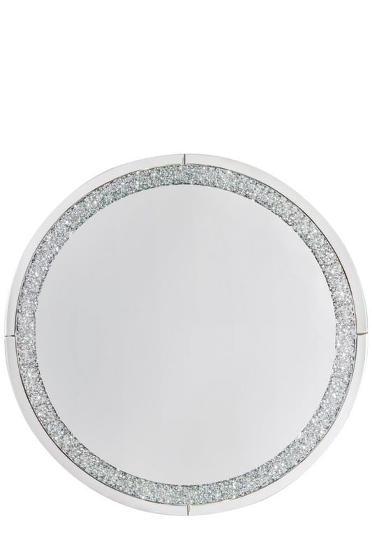 APPROX 90CM DIA ROUND WALL HUNG MIRROR WITH DIAMOND FRAME